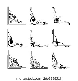 decorative borders vector on black colour