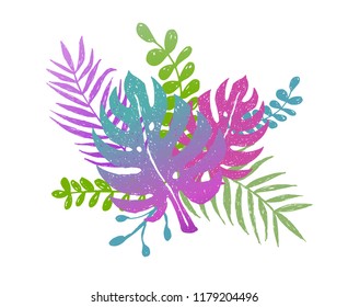 Decorative botanical background with tropical leaves. Summer concept.