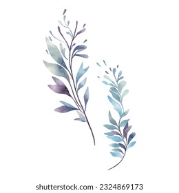 Decorative botanical branches isolated. Fantasy botany, watercolour art