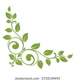 Elemento botánico decorativo con Formas de hojas orgánicas y Ilustración vectorial de enredaderas en espiral artística sobre fondo transparente
