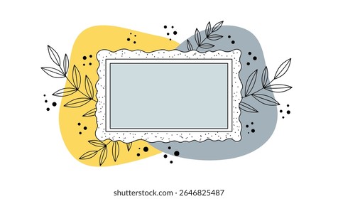 Decorative Botanical Frame with Abstract Shapes and Natural Elements for Elegant Design Projects and Artistic Creations