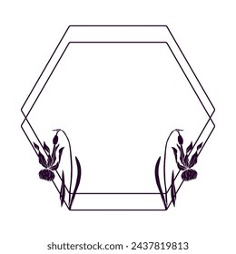 Decorative botanical frame with spring daffodil flowers.Vector graphics.