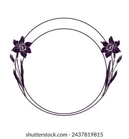 Dekorativer botanischer Rahmen mit Frühlings-Narzissenblumen. Vektor-Grafiken.
