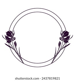 Decorative botanical frame with spring daffodil flowers.Vector graphics.
