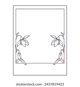 Decorative botanical frame with spring flowers of snowdrops.Vector graphics.