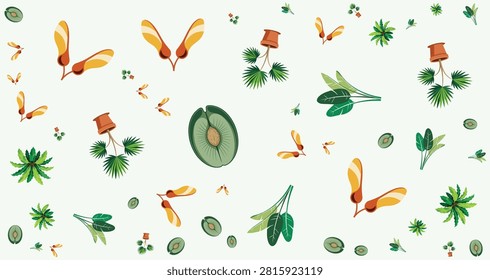 Decorative botanical pattern featuring lush fern leaves and various green plants in earthy tones suitable for nature inspired projects and backgrounds