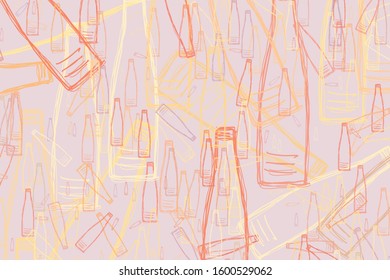 Decorative and bottle hand drawn illustrations. For design background & texture. Vector artwork.
