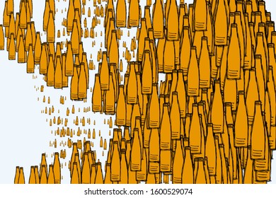 Decorative and bottle hand drawn illustrations. For design background & texture. Vector artwork.