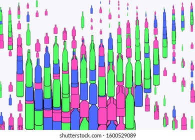 Decorative and bottle hand drawn illustrations. For design background & texture. Vector artwork.