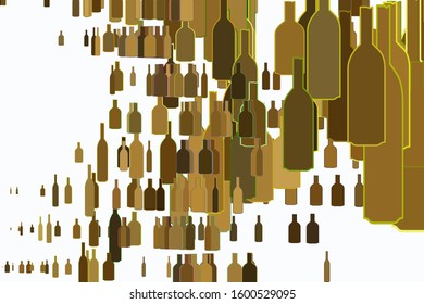 Decorative and bottle hand drawn illustrations. For design background & texture. Vector artwork.