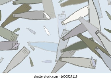 Decorative and bottle hand drawn illustrations. For design background & texture. Vector artwork.