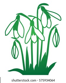 Decorative bouquet of snowdrops, first spring flowers. Laser cutting template is suitable for greeting cards, invitations. 