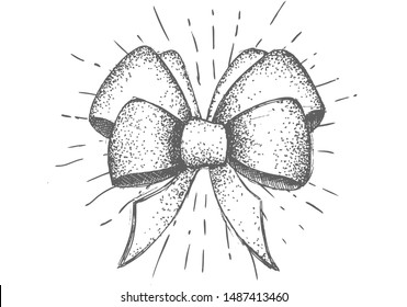 Decorative bow. Hand drawn illustration.