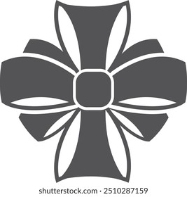 Decorative bow knot for present box black icon