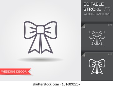 Decorative bow. Line icon with editable stroke. Linear celebration symbol