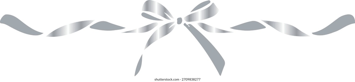 Arco decorativo con cinta en ambos lados con gradiente de plata, para diseños de vacaciones, invitaciones, volantes o marcos decorativos
