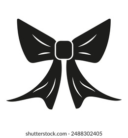 Lazo decorativo, cintas aisladas sobre un fondo transparente. Silueta negra para decoraciones de cabello, artículos de fiesta de vacaciones, envoltorios de regalo, Tarjetas de regalo y envases de lujo.