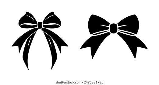 Decorative Bow Silhouette Set vector