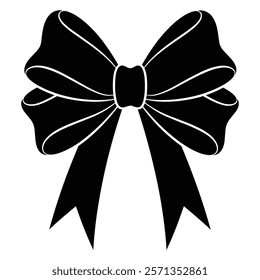 Decorative Bow Silhouette Set vector with white background 