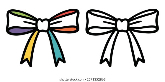 Decorative Bow Silhouette Set vector with white background 