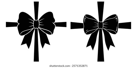 Decorative Bow Silhouette Set vector with white background 