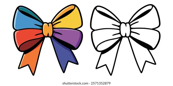 Decorative Bow Silhouette Set vector with white background 