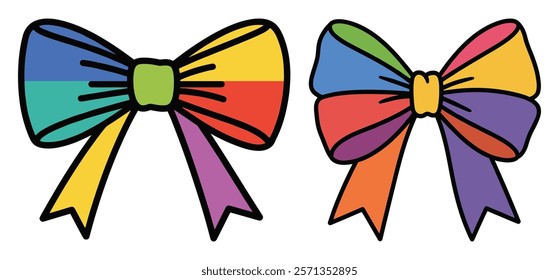 Decorative Bow Silhouette Set vector with white background 