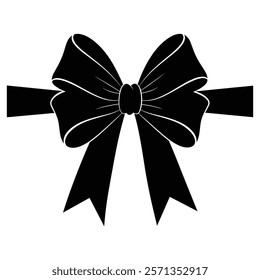 Decorative Bow Silhouette Set vector with white background 