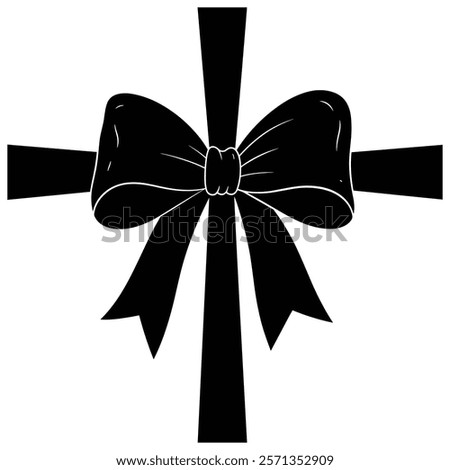 Decorative Bow Silhouette Set vector with white background 