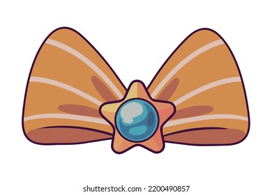 decorative bow and star isolated icon