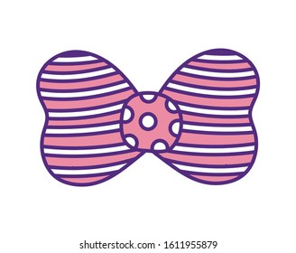 decorative bow tie with dots and stripes vector illustration