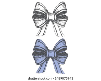 Decorative bows. Hand drawn illustration.