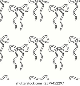 Decorative bows pattern in black and white on a plain background