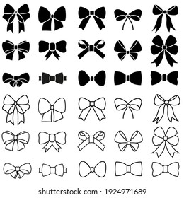 Decorative bows vector icon set. bow illustration sign collection. ribbon symbol. accessory logo.