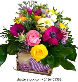 decorative box with bright flowers