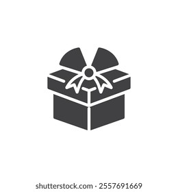 Decorative box with a ribbon vector icon. filled flat sign for mobile concept and web design. Gift Box glyph icon. Surprise symbol, logo illustration. Vector graphics