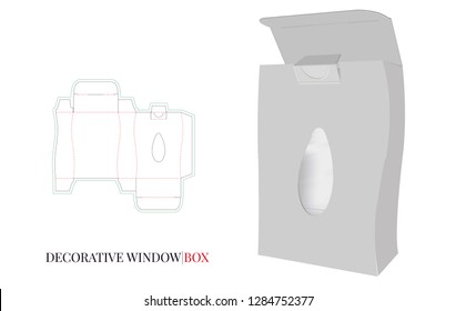 Decorative Box Template. Vector with die cut / laser cut layers. White, clear, blank, isolated Box mock up on white background with perspective view. Packaging Design, 3D presentation