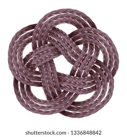 Decorative braided element of three strand cord. Vector illustration.
