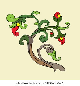 A decorative branch, can be used as a part of ornament.