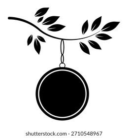 Um ramo decorativo com um sinal circular, pronto para personalização