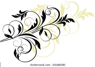 Decorative branch - element for design in vintage style