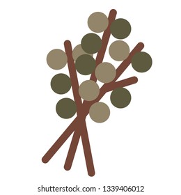 decorative branch flat illustration isolated on white. City and life style series