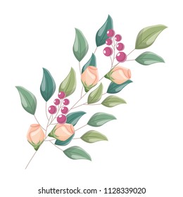 decorative branch flowers berries leaves decoration