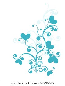 Decorative branch with hearts, element for design, vector
