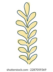 decorative branch with leaves icon over white background, colorful design. vector illustration