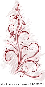 Decorative branch on grunge background