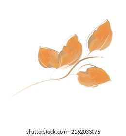 Rama decorativa con hojas anaranjadas.Composición vectorial para el diseño de tarjetas de felicitación, invitaciones, Uso para banners, arte mural.