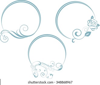 Decorative branch with oval frame. Vector illustration.