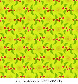 Decorative branches with berries. Seamless vector illustration background