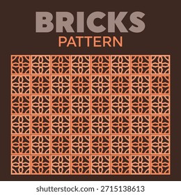 Patrón de ladrillo decorativo con azulejos perforados geométricos en estilo Vector plano. Diseño arquitectónico repetitivo inspirado en bloques de hormigón, adecuado para fondos, Fondos de pantalla, fachadas y proyectos de diseño moderno.